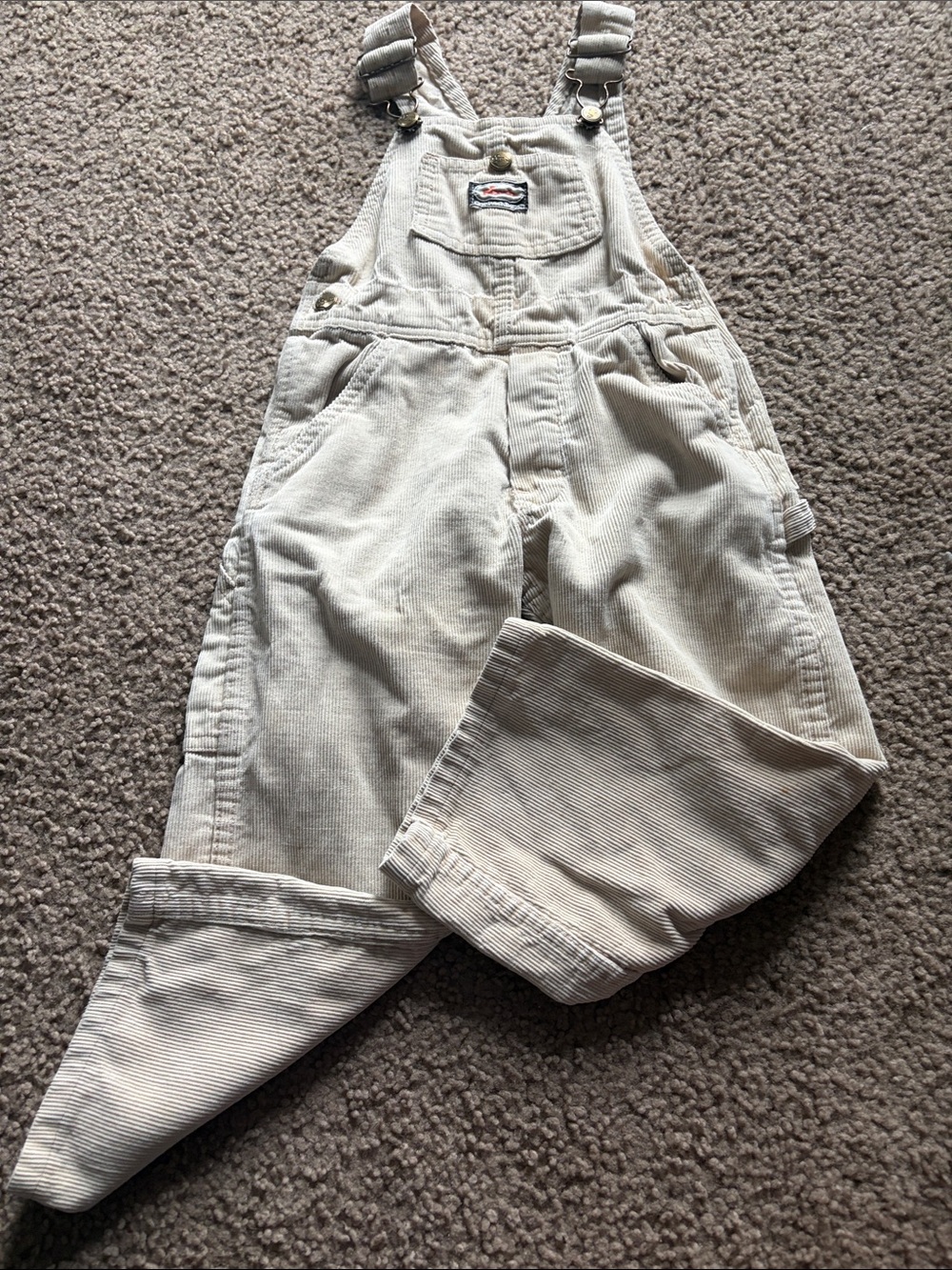 B31 vintage Oshkosh B’Gosh Corduroy Kids Overalls in Light Beige,4t